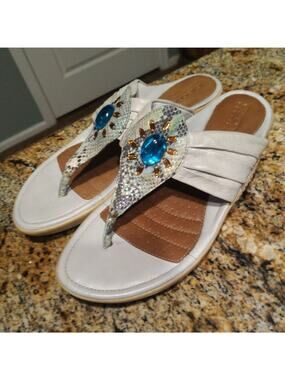 Geox Respira Roccia Leather Sandals with Colorful Snake Skin US 9.5 Sz 40